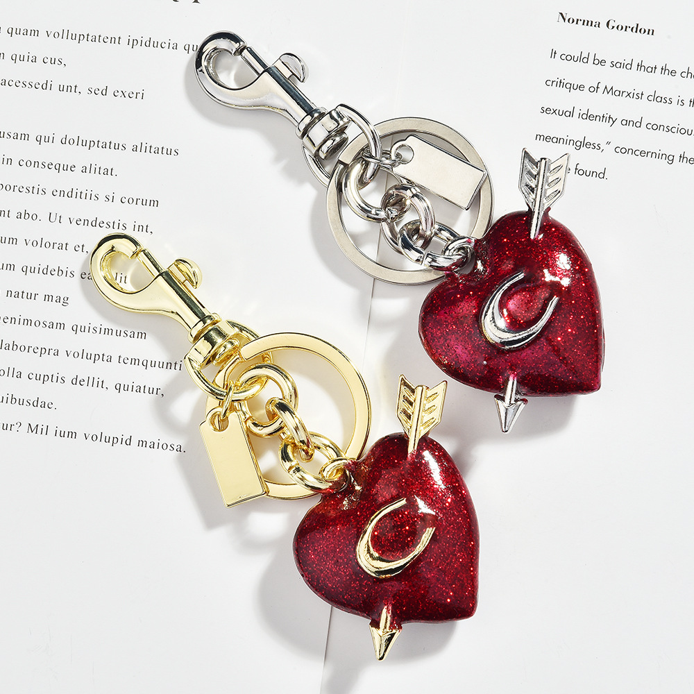 New Hot Selling Love Heart Creative One Arrow through the Heart Love Letter Bag Buckle Pendant Accessories Cross-Border Keychain Wholesale