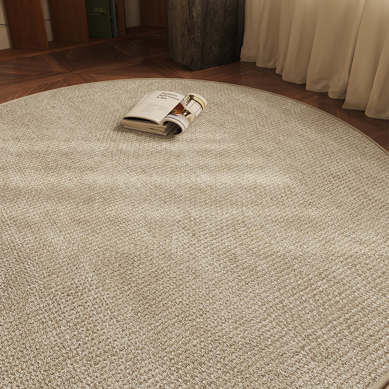 Picture of Log style solid color round carpet living room cloakroom bedroom floor mat swivel chair sound insulation mat balcony dressing table mat