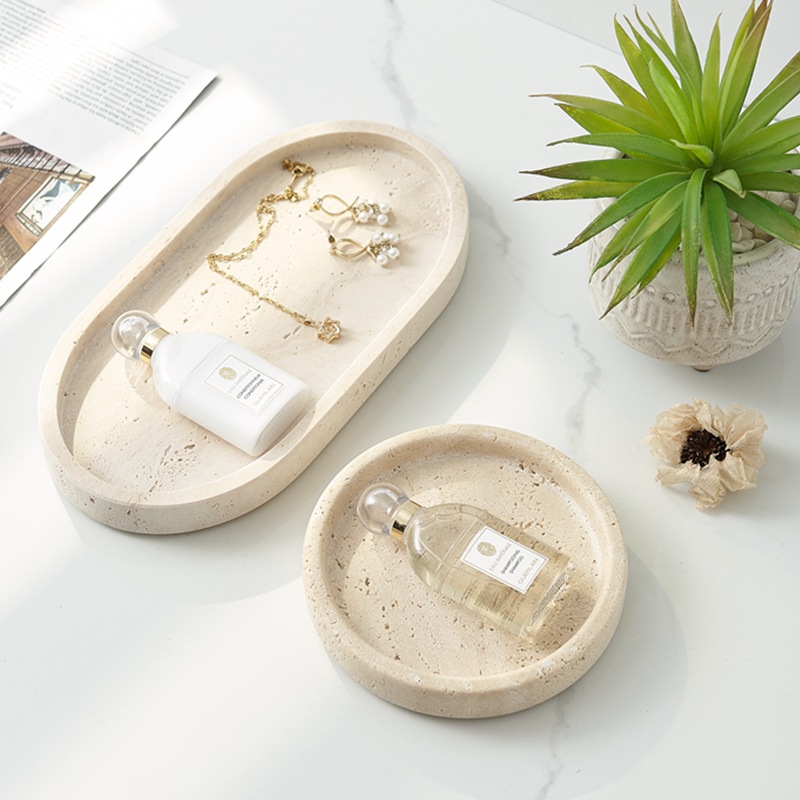 Italian-style natural cave stone integrated tray jewelry storage and finishing tray home model room stone plate swing props