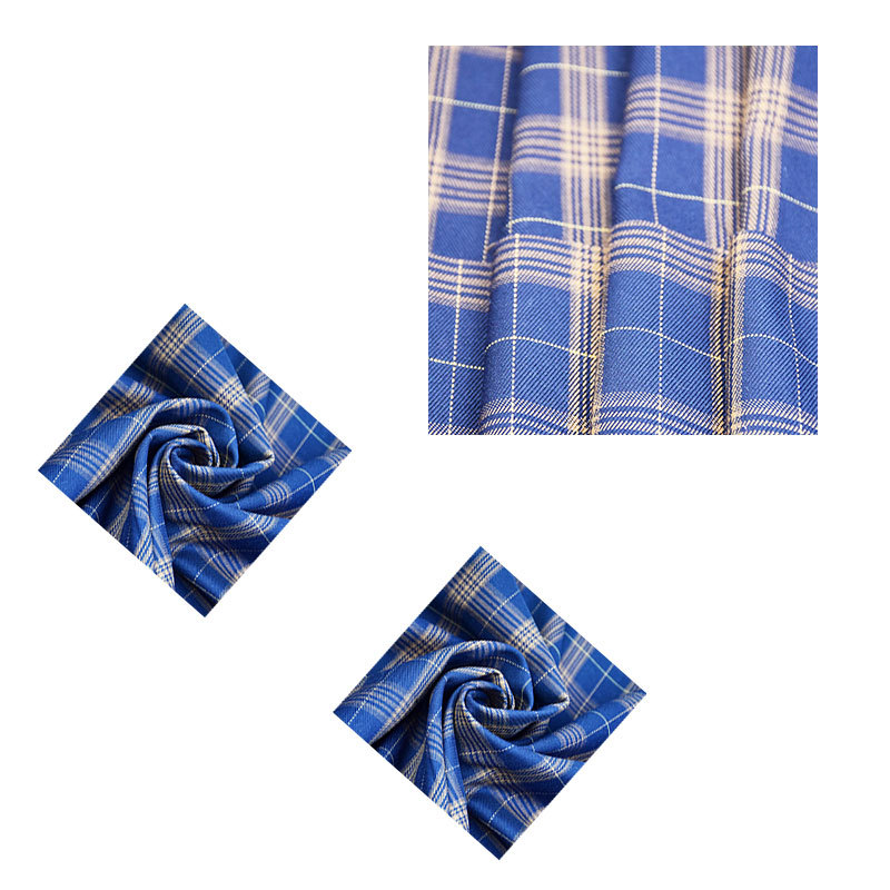 Woven polyester viscose stretch yarn-dyed plaid student school uniform shirt skirt fabric men's shirt casual fabric