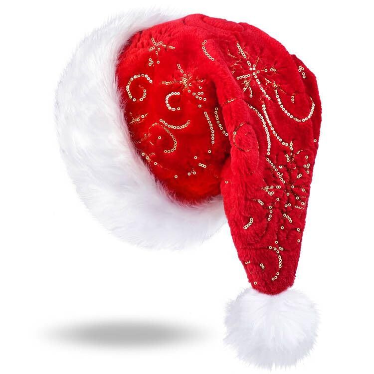 Cross-Border New High-End Plush Beaded Christmas Hat Christmas Decorations Gold Party Dress Embroidered Christmas Hat