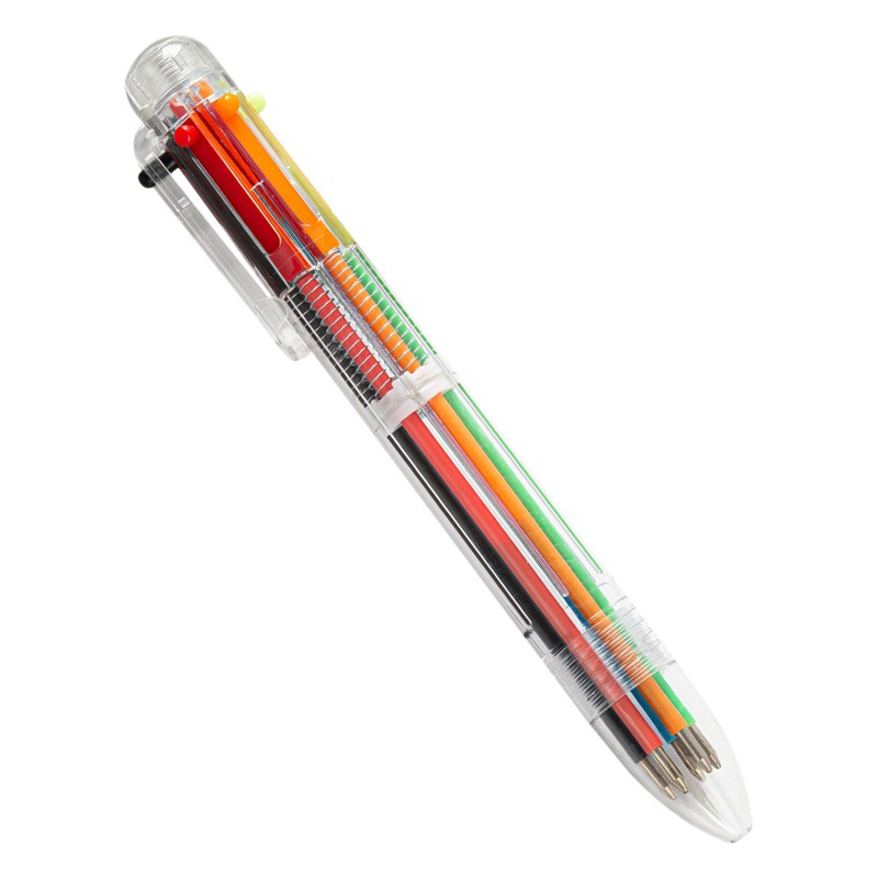 Students use multi-color ballpoint pen press type 6 color in one color multi-function ballpoint pen creative stationery hand account pen