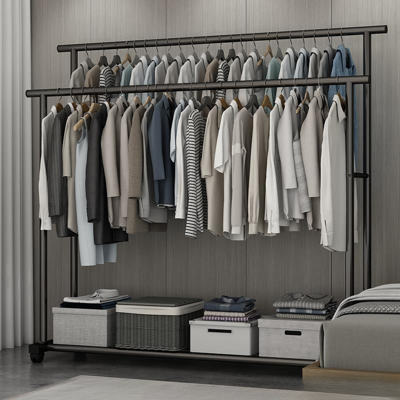 Clothes Rack Floor-Standing Bedroom Home Indoor Clothes Hanging Rod Simple Balcony Storage Cool Clothes Drying Rack Coat Rack