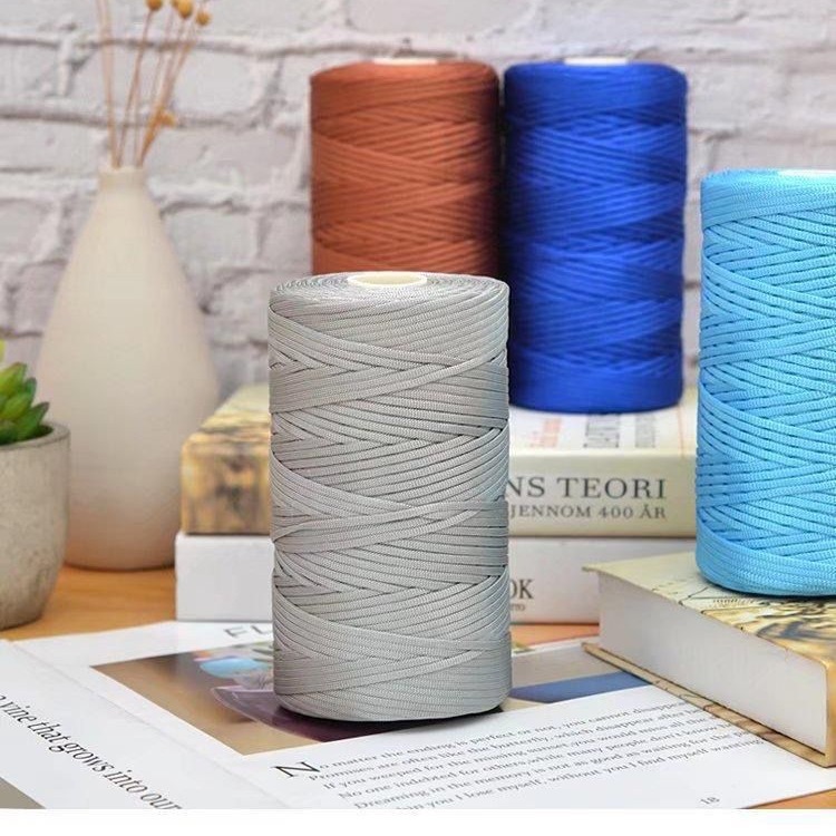 mercerized cotton twine light body ice silk flat belt wool hand-knitted crocheted diy hook bag hat cushion hollow thread
