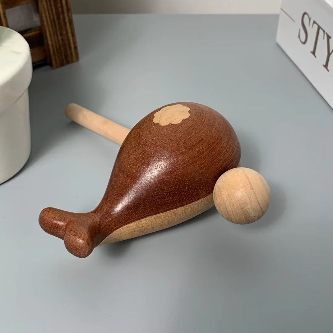Picture of Wooden Fish Decompression Solid Wood Work Crazy Desktop Small Ornaments Sakaban turtle Emotional Stability Office Toy