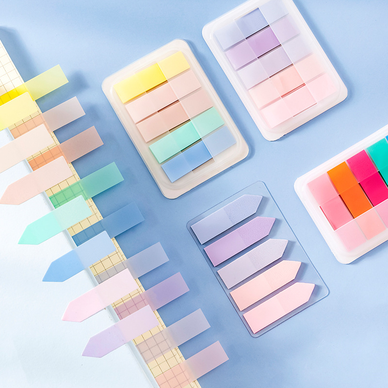 Gentle Morandi Color Transparent Index Sticker Removable Pet Arrow Label Instruction Sticker Memo Index Sticky Note