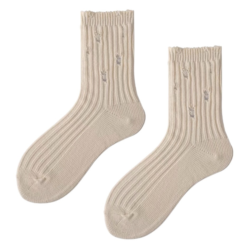 Socks Women's Hole Socks Cotton Socks Spring and Summer Stacking Socks Trendy Women's Hole Socks Beggar Socks Leg-exposed Socks