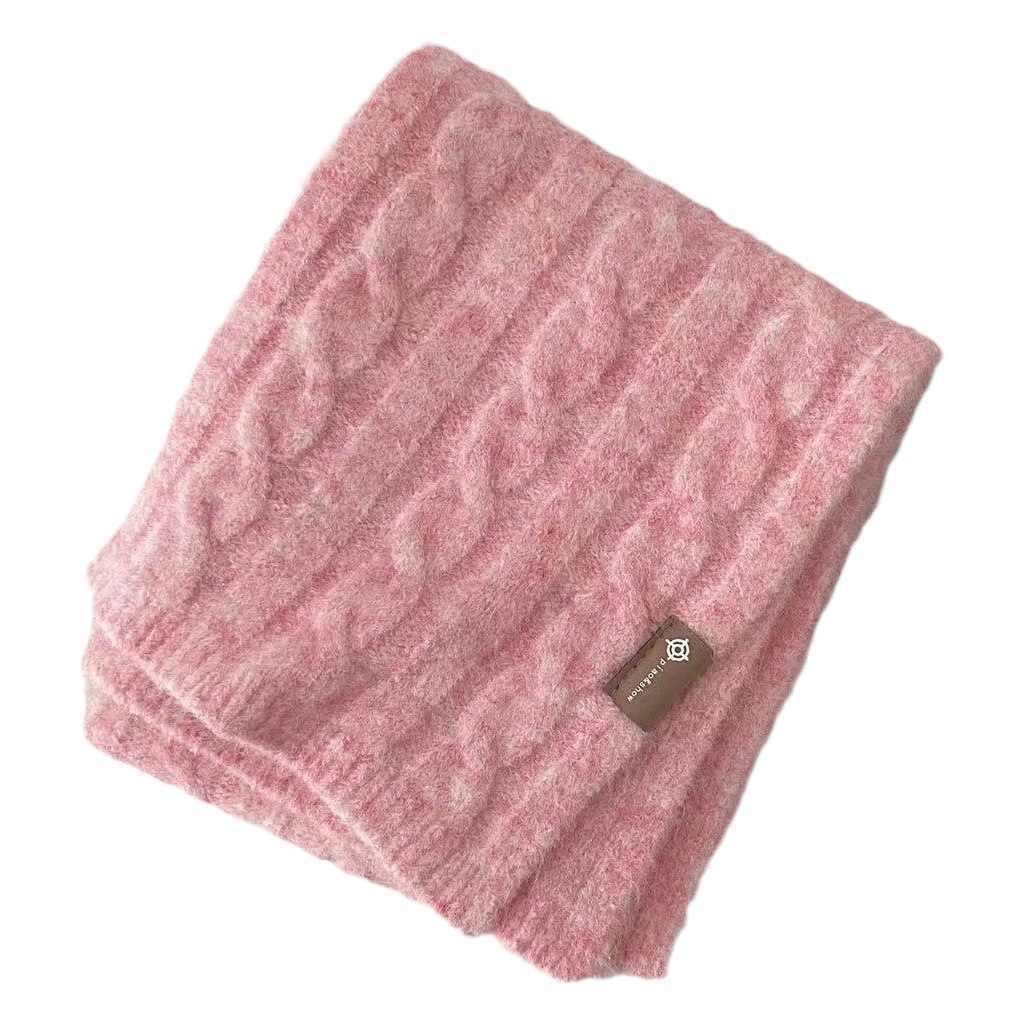 New elegant autumn and winter versatile twist knitted student couple thick needle wool scarf female winter warm scarf