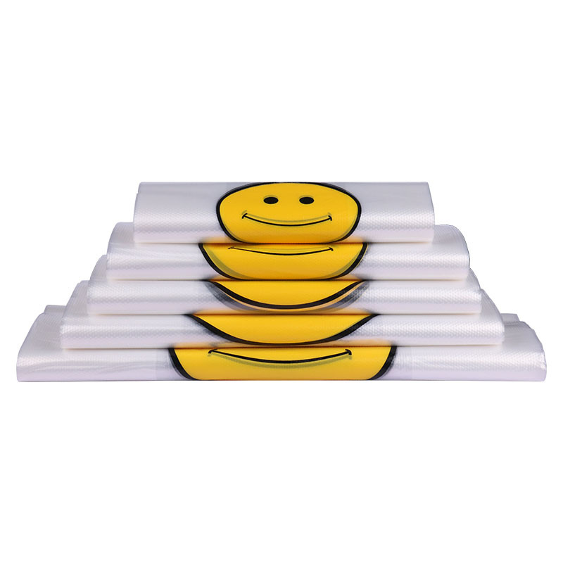 Picture of Transparent plastic bag smiley face vest vest bag supermarket shopping handbag takeaway packing fruit bag wholesale