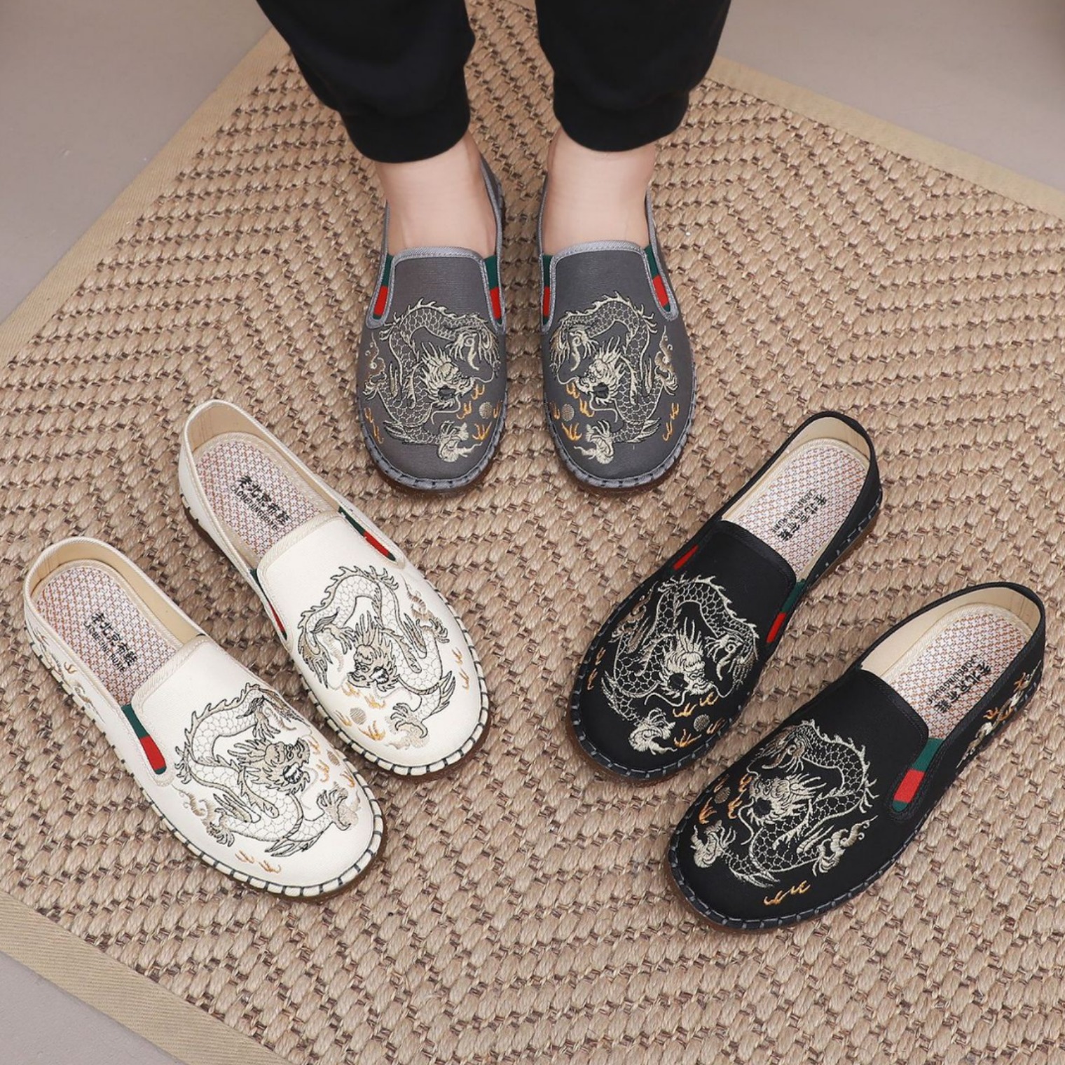2024 Spring New Antique Hanfu Shoes Vintage Embroidered Shoes Old Beijing Embroidered Cloth Shoes Social Shoes Net Red Shoes
