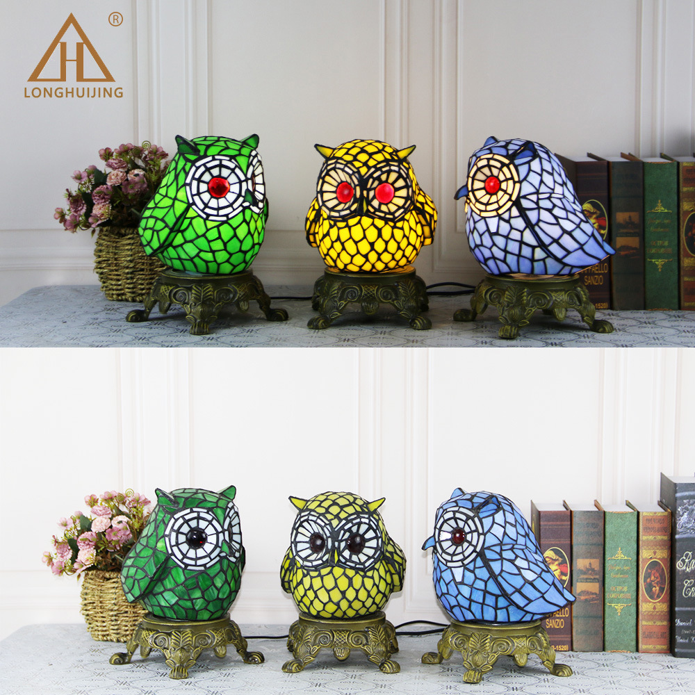 Cross-Border Delivery Tiffany Led Parrot Table Lamp Business Gift Holiday Gift European Style Kidsren's Cartoon Night Light