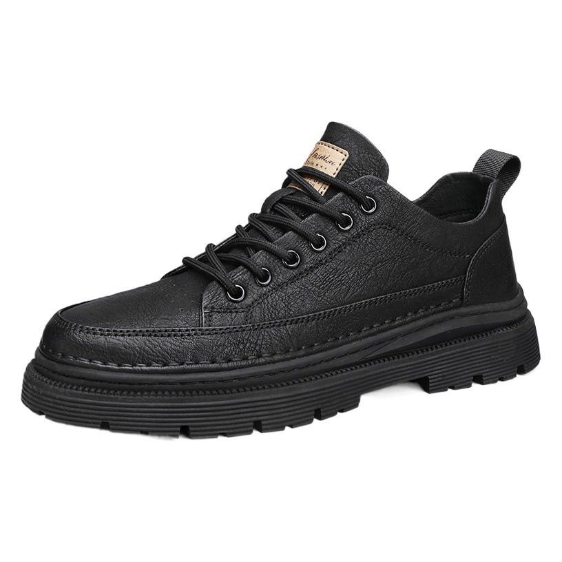 Men's Shoes Spring 2025 New Low-top Casual Board Shoes Men's British Business Leather Shoes Men's Fashion Tooling Martin Boots