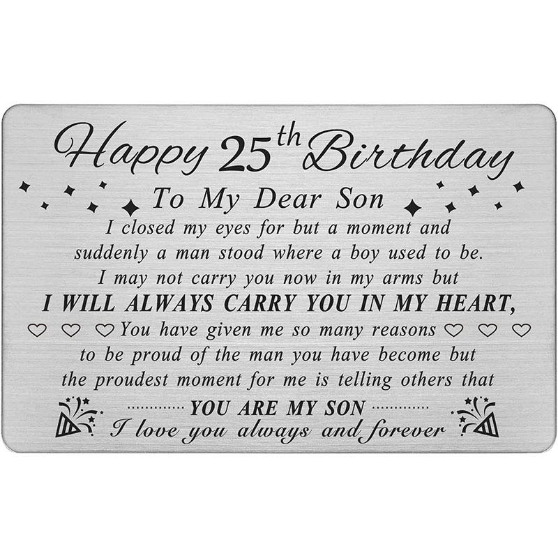 Picture of Cross Border Hot Selling Birthday Cards Gift for Son Personalized Creative Inspirational Stainless Steel Carved Wallet Card