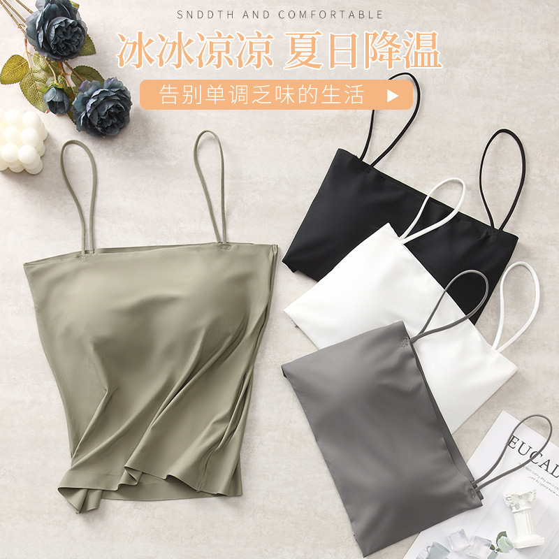 Spring and Summer New Ice Silk Camisole Vest Women's Long Traceless Strapless Strapless Outer Wearing All-match Base Beauty Back Underwear