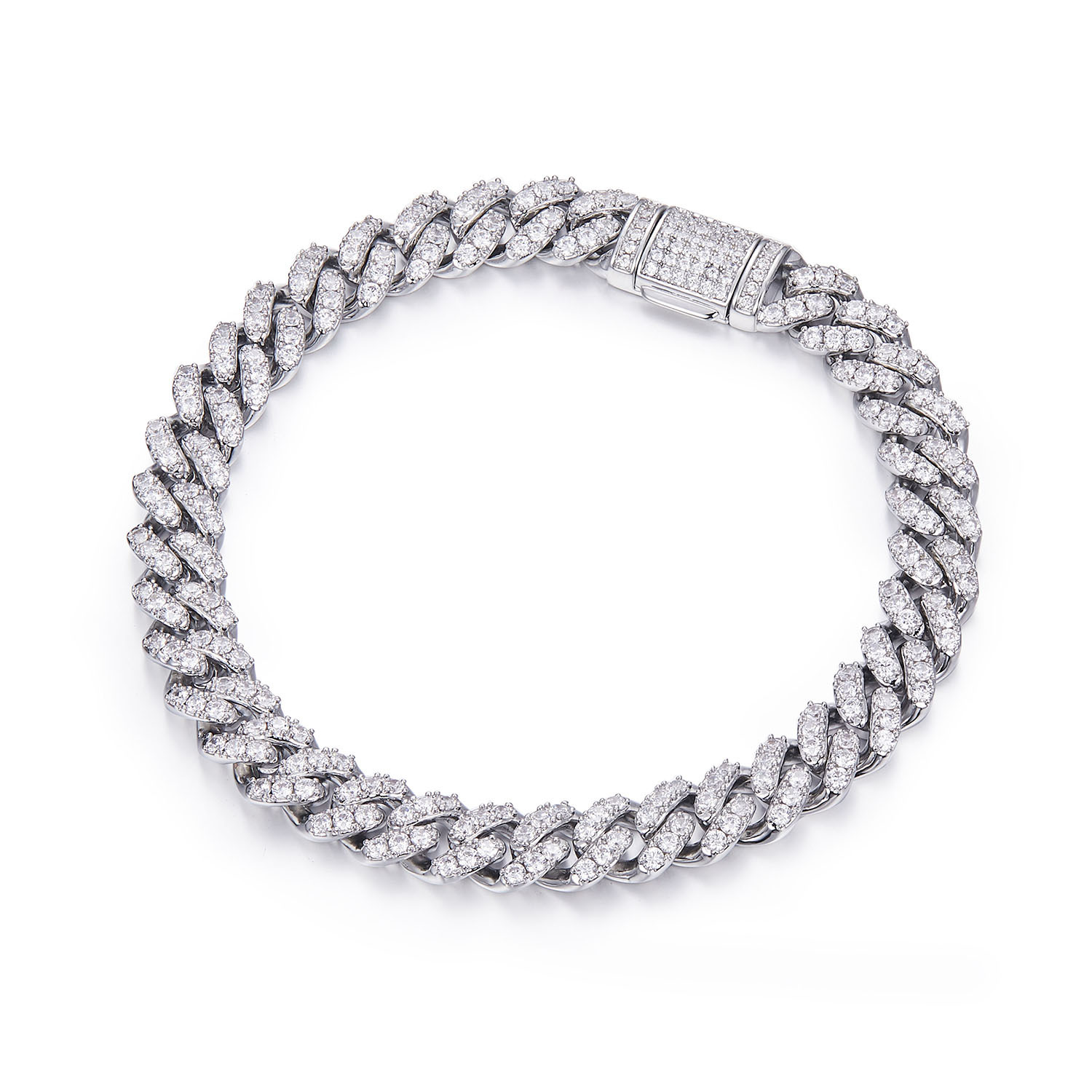 Picture of [Hip-Hop Impression Series Starry Brilliance] Classic S925 Silver Bracelet 8mm Moissanite Single Row Diamond Cuban Chain