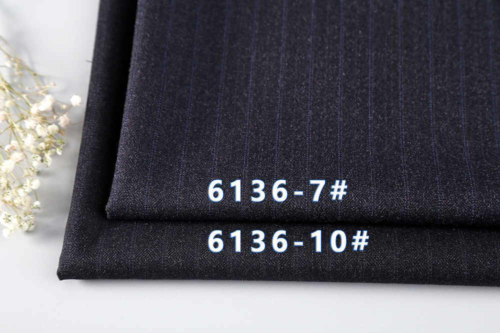 Picture of Premium Suit Fabric Tr Striped Uniform Fabric Tr Fabric High-Grade Gray Blended Pants Suit Fabric 6136