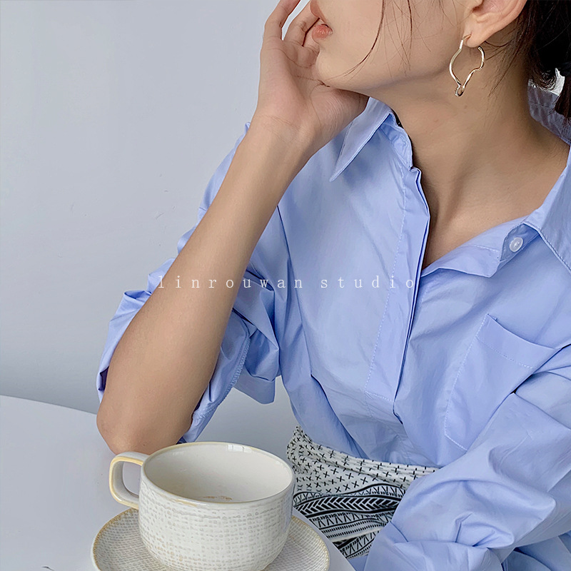 925 Silver Needle Luxury Japanese and Korean Style Earrings Metal Geometric Distinctive All-match New Women's Earrings Dongdaemun Earrings
