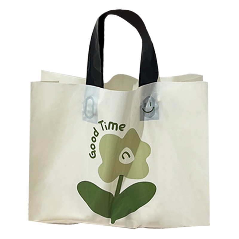Fresh clothing bag shopping bag plastic cute spot logo green small flower handbag clothing store bag