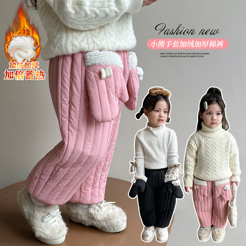 Picture of Girls' Cotton Pants Winter Thickened 2024 New Children's Three-Layer Cotton Winter Casual Pants Baby's Cotton Pants Trendy