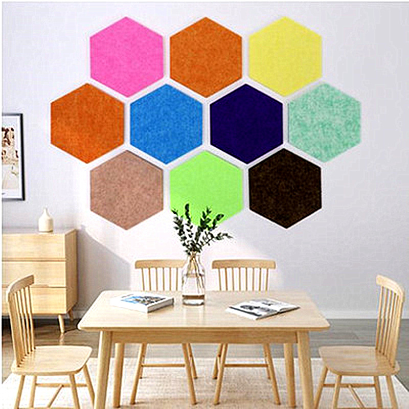 Picture of Cross-border color felt board hexagonal message board self-adhesive wall stickers felt hexagonal display background wall sound insulation board