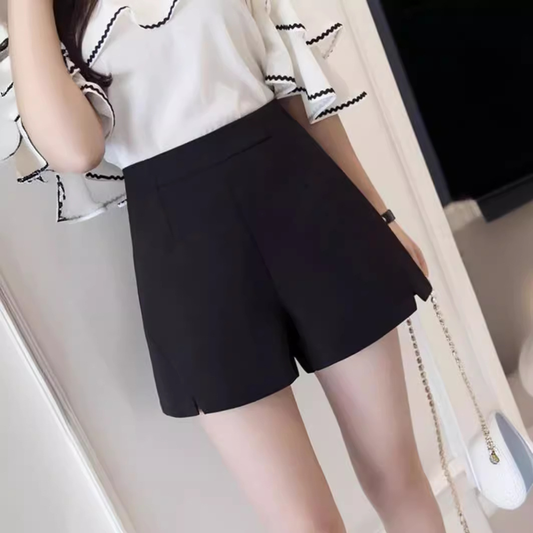 Shorts Women's Summer 2024 New Casual Wide-leg Shorts High Waist Slimming Flesh Covering A- shaped Pants Bottoming Outer Wearing Hot Pants