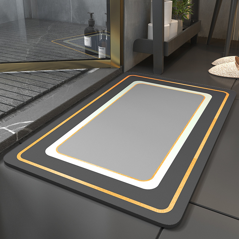 Picture of Bathroom non-slip floor mat bathroom toilet bathroom quick-drying floor mat absorbent mat diatomite minimalist bathroom door mat