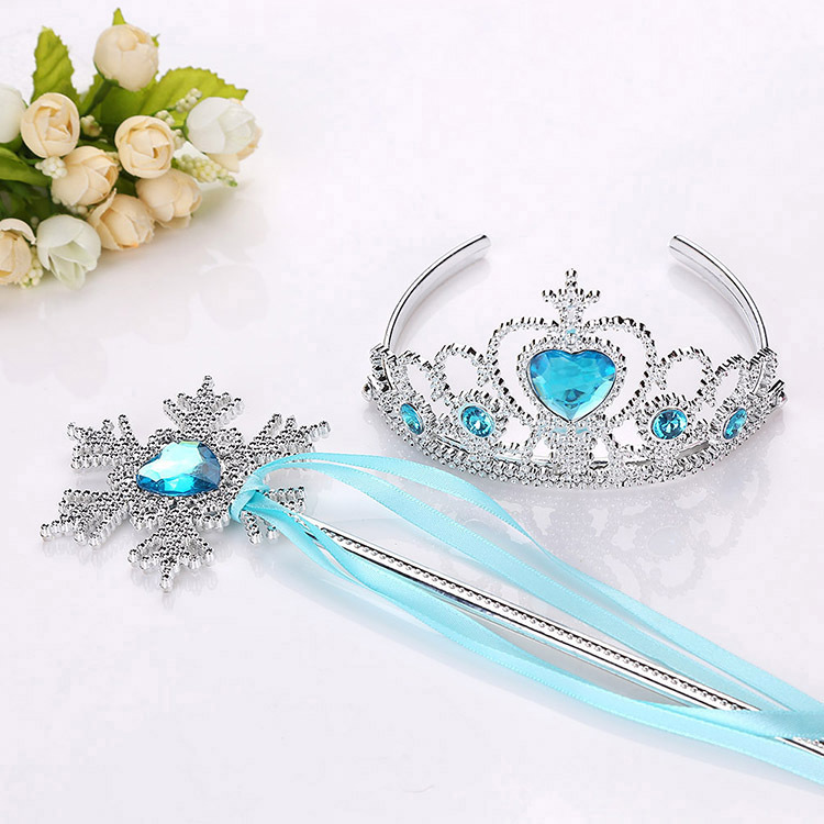 Ready Stock Hair Accessories Princess Headband Frozen Crown Snowflake Magic Wand Kidsren's Crown Dot Diamond Scepter Set