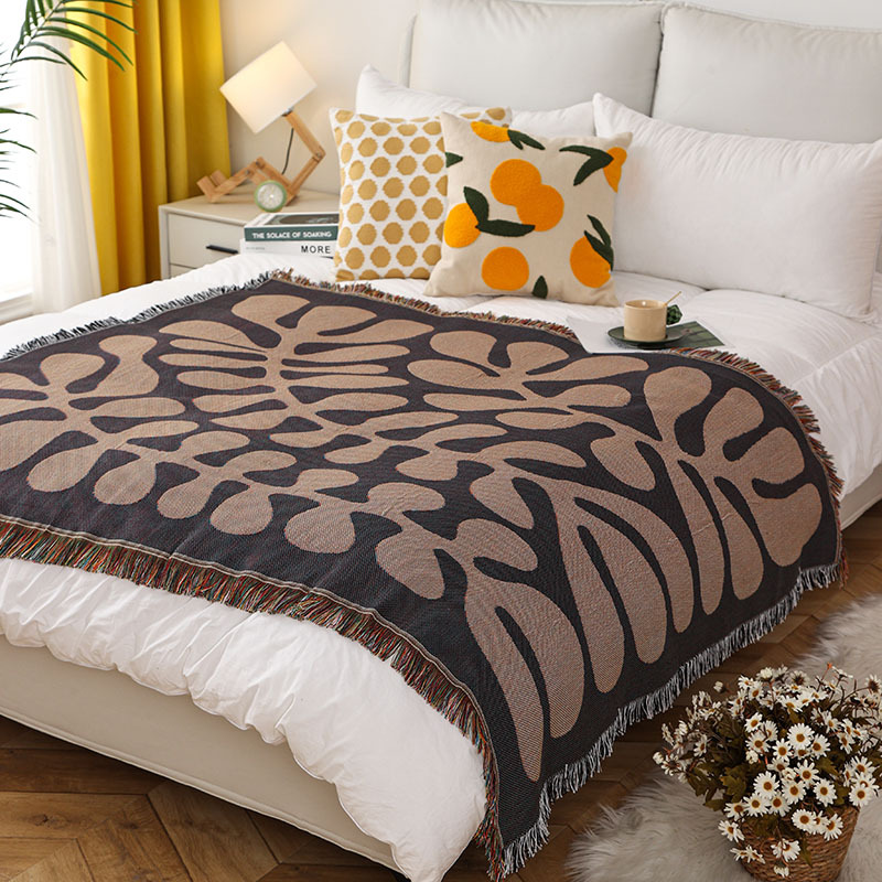 Picture of ins Style Blanket Camping Blanket Sofa Blanket Nap Blanket Retro American Style Casual Blanket Bed End Blanket