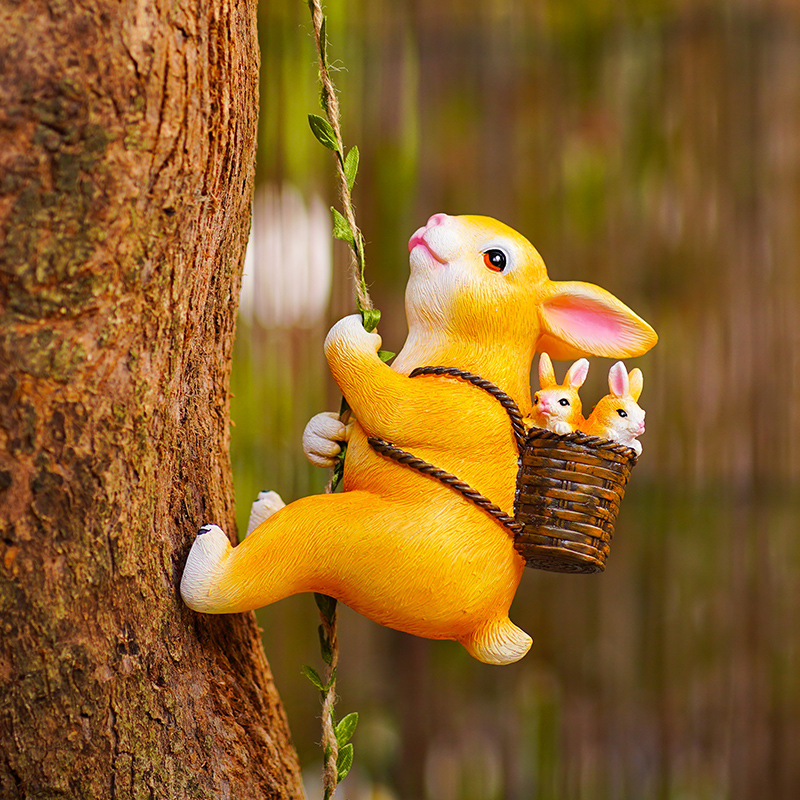 Cross-Border Climbing Bunny Wall Hanging Animal Outdoor Door Decoration Garden Courtyard Decoration Climbing Tree High-End Landscaping