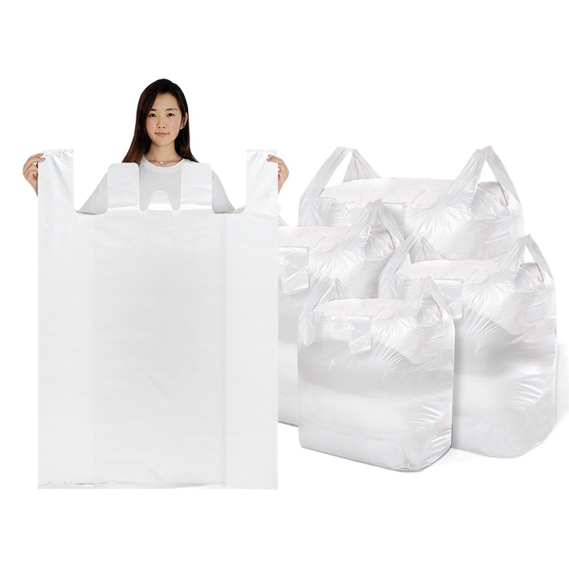 Large plastic vest bag thickened quilt storage disposable convenient bag wholesale White moving clothing packing bag