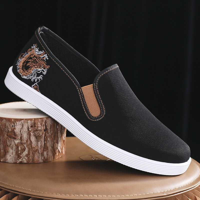 Spring Summer Autumn Old Beijing Cloth Shoes Fashion Soft Sole Men's Shoes Comfortable Breathable Casual Shoes Foreign Trade Chinese Embroidered Shoes