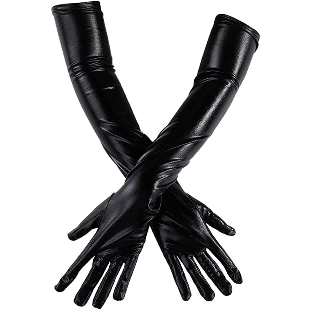 Sexy Patent Leather Gloves Long cosplay Clothes Accessories Black Tight Gloves DS Pole Dance Performance Gloves