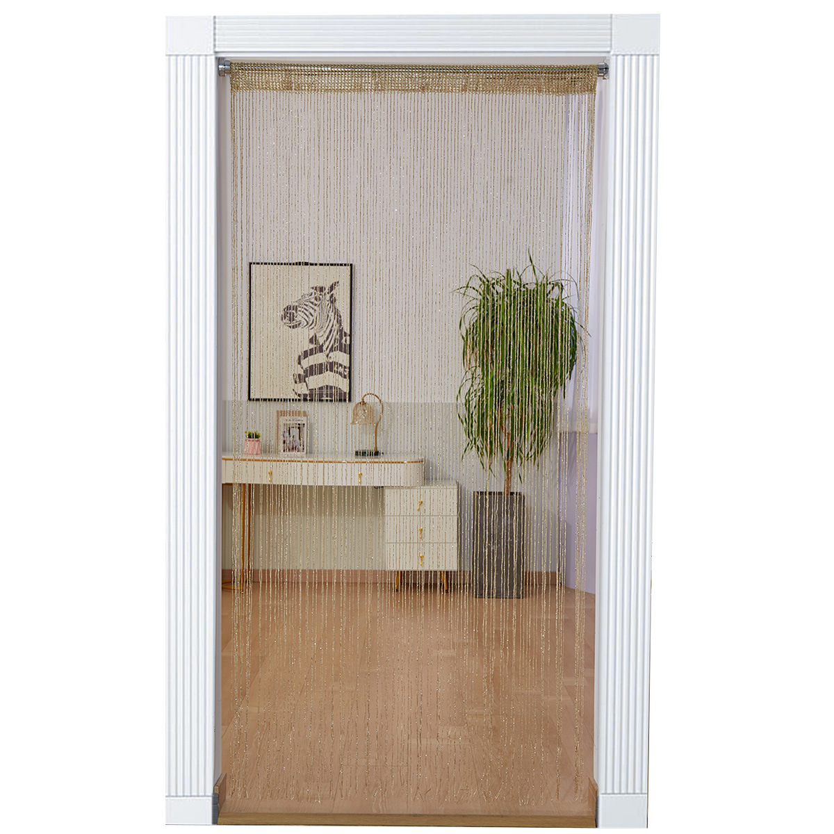 Picture of Hot Selling Encrypted Silver Thread Curtain Door Curtain Hanging Curtain Partition Entrance Curtain Non-Tangled Korean Wedding Decorative Curtain Wholesale