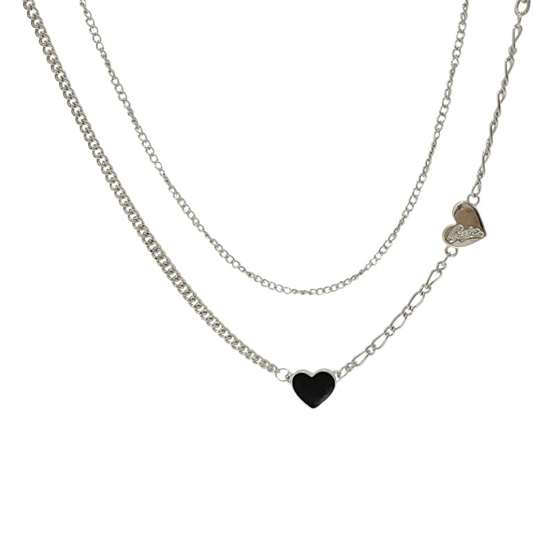 Double-layer Necklace Women's New Simple All-match Sweater Chain Niche Design Love Fold to Wear Fashion Accessories Wholesale