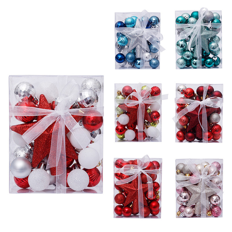 Cross-border New Christmas Decorations 3CM/30PCS Painted Christmas Ball Gift Box Christmas Tree Pendant Props