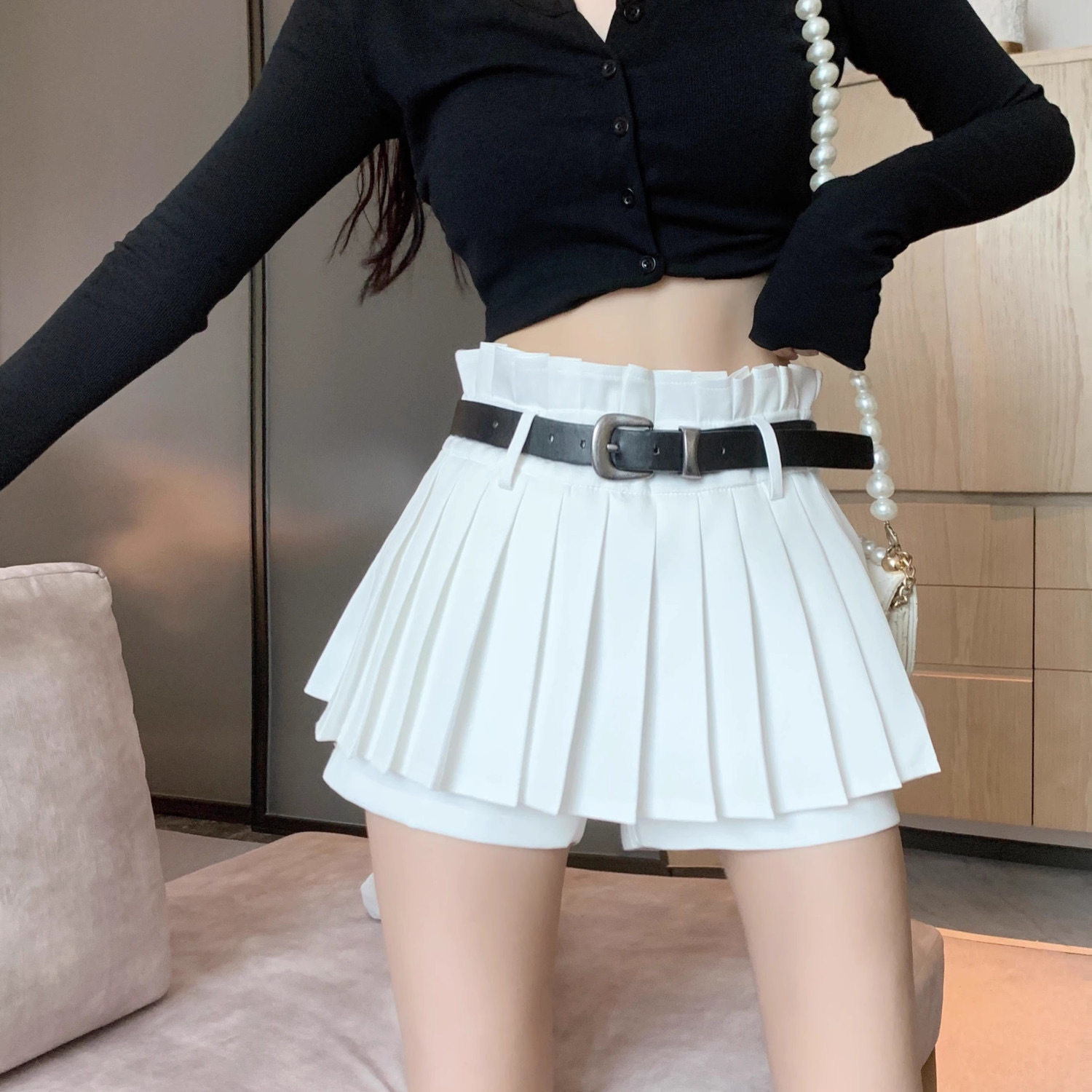 (lace skirt belt) pleated skirt JK uniform skirt skirt skirt spring summer autumn and winter belt skirt women's fashion