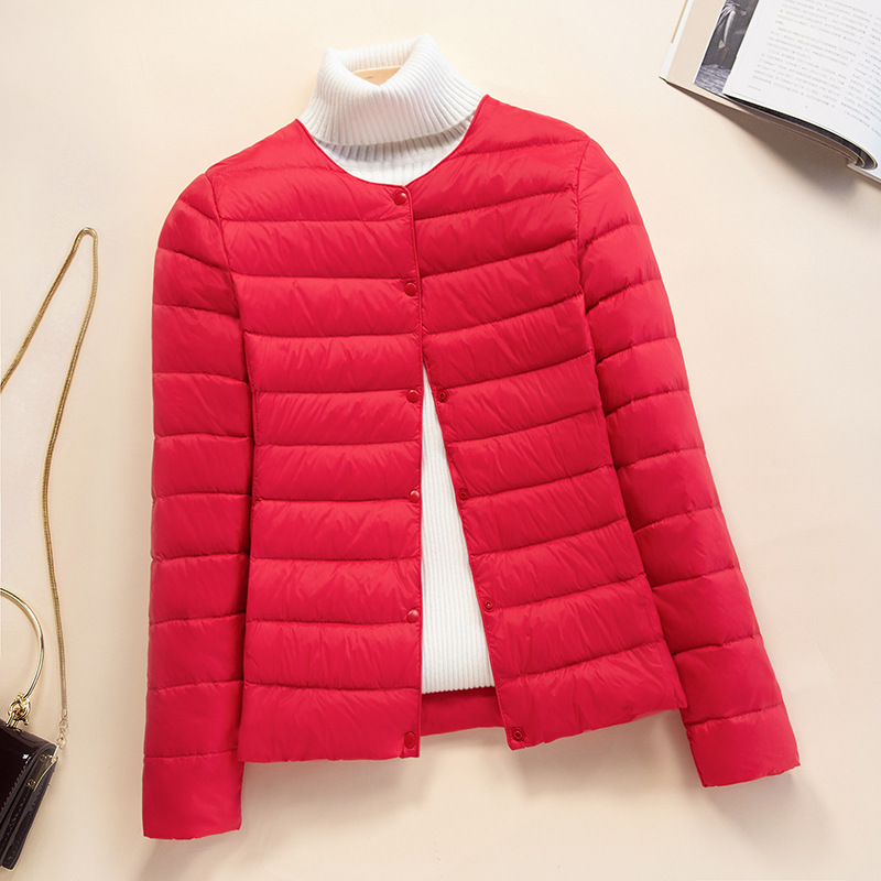 Picture of Lightweight Down Jacket Women's Short New Round Neck Thin Inner Liner Slim-fit Inner Wear Base plus size Jacket Trendy