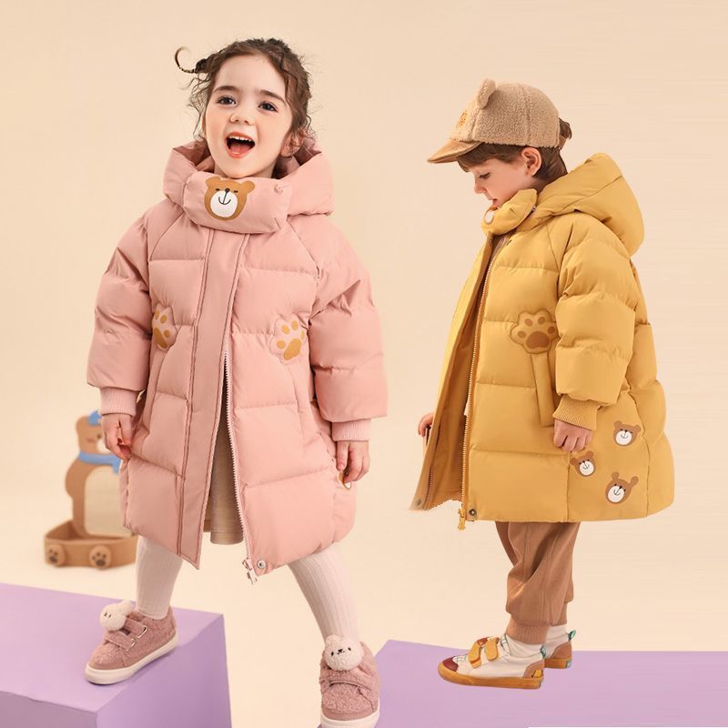 Picture of 2024 new children's cotton-padded jacket long girls bear paw print baby winter cotton-padded jacket coat padded winter clothing