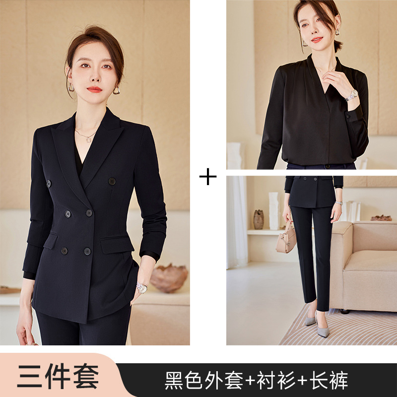 Picture of High-end Suit Jacket Women's Spring and Autumn Clothes Korean Temperament Business Wear Interview Dress Work Clothes Gray Suit suit