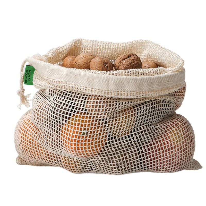 Factory new cotton mesh bag cotton wrapping mesh shopping bag supermarket fruit and vegetable bag bunched drawstring organic cotton bag
