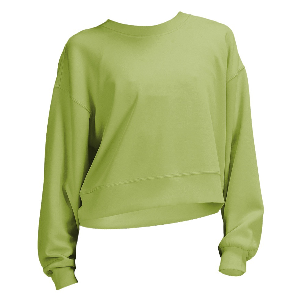 Spring and Autumn New Yoga Clothes Women's Short Round Neck Long Sleeve Sweatshirt Spandex High Elastic Sports Loose Fitness Sweatshirt