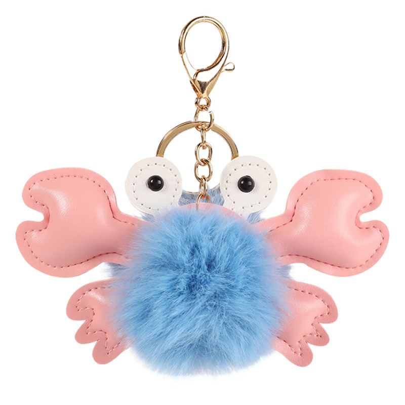 Cute Plush Crab Keychain Clothing Personality Bag Fur Ball Hanging Cartoon Luggage Small Doll Pendant Wholesale