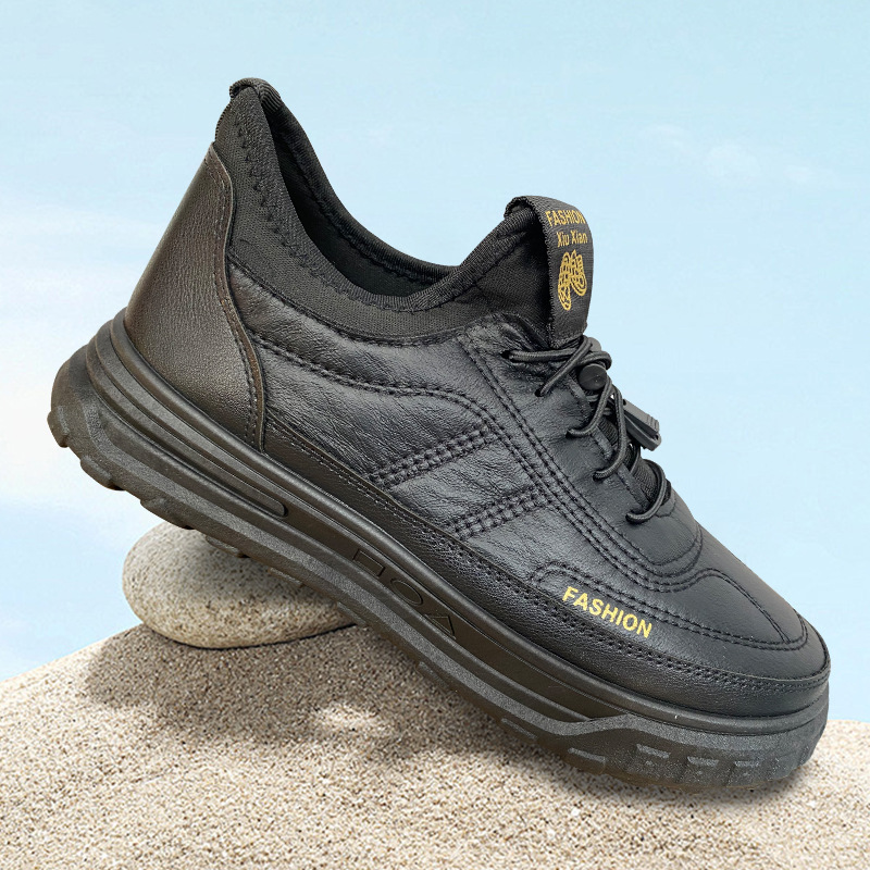 Spring new 2024 fashion casual shoes, cross-border foreign trade, fashion travel shoes, leather surface, breathable soft-soled casual shoes, men