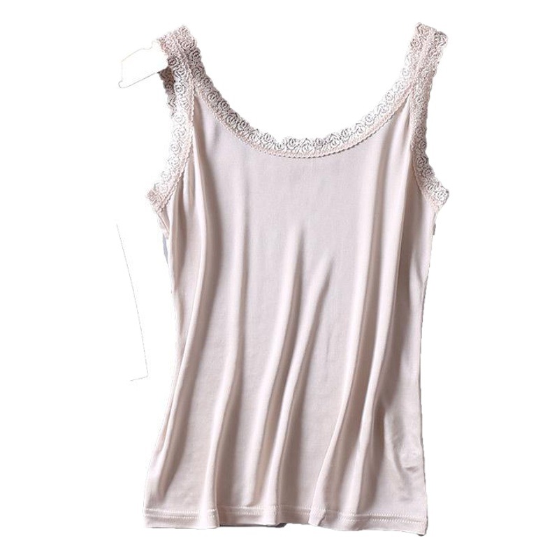 Yuyue New Silk French Camisole Women's Lace plus size Mulberry Silk Solid Color Short Base Shirt