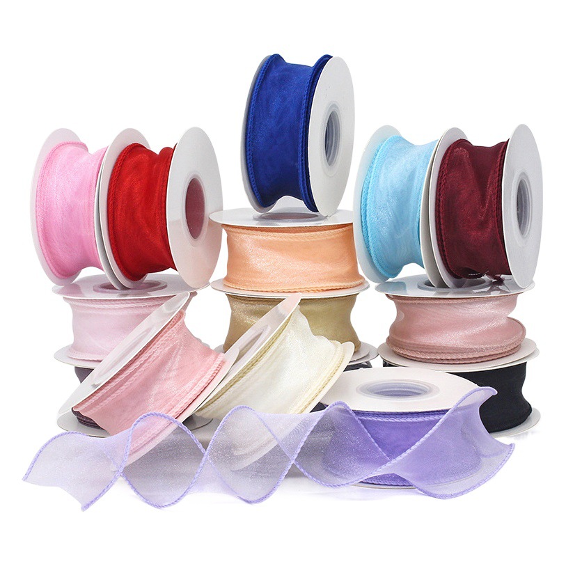 Factory wholesale cake flower packaging ribbon floral fishtail yarn webbing bow headwear wave yarn ribbon