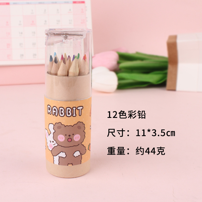 Picture of 12-Color Barreled Colored Lead Kidsren's Painting Graffiti Colored Lead Primary School Students School Supplies Kindergarten Art Training Pencil