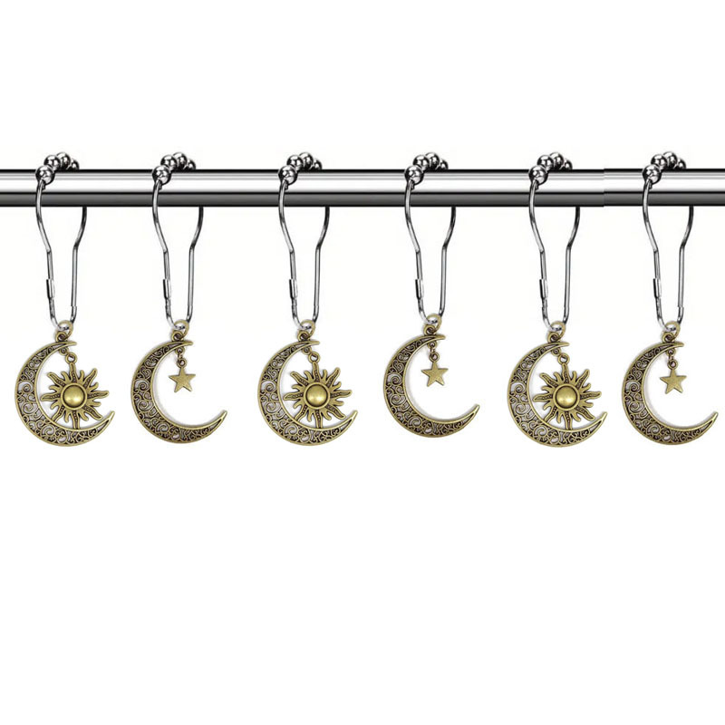 1 Piece European and American Cross-border Retro Moon Sun Shower Curtain Hook Moon Star Decorative Pendant Jewelry Wholesale