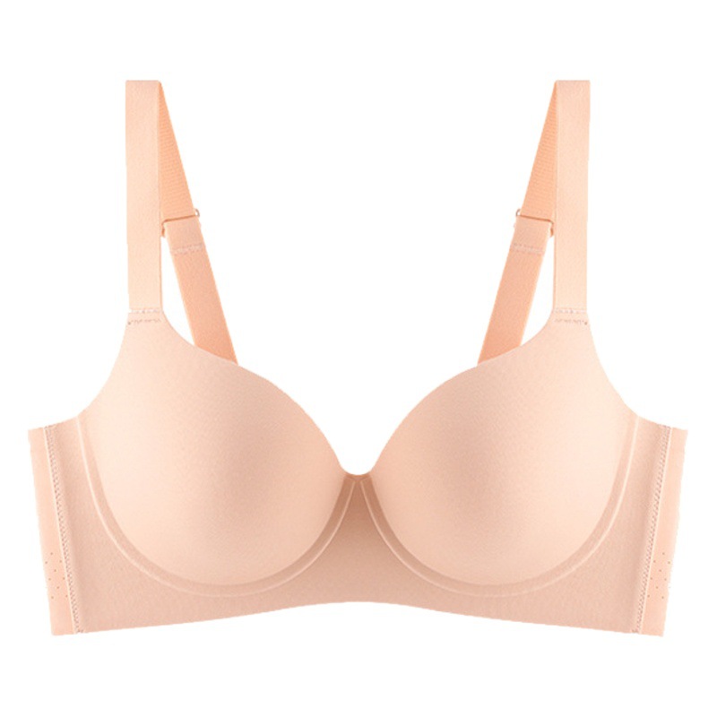 Traceless Thin Large Chest Shown Small Underwear Women's Soft Steel Rings Collapsed Breast Wide Shoulder Strap Smooth Large Size Comfortable Bra for Chubby Girls