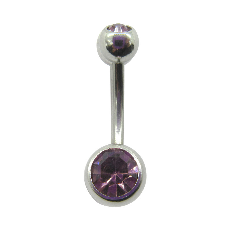Picture of Meier Stainless Steel Double Diamond Umbilical Ring with Diamond Navel Buckle Cross-border Human Puncture Jewelry with Diamond Navel Nail