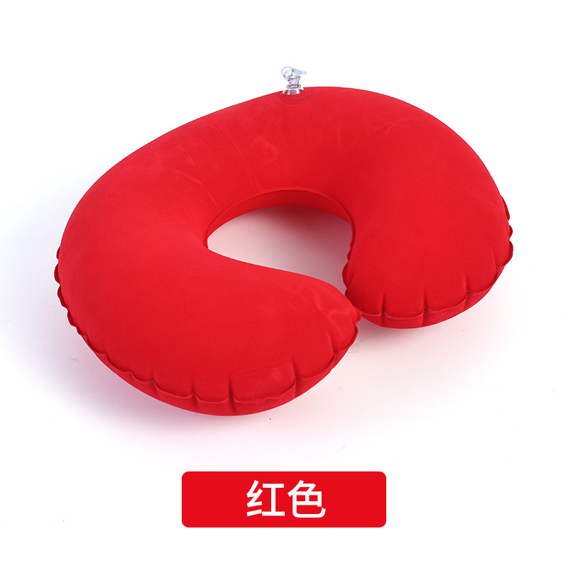 Picture of in stock travel inflatable pillow car airplane neck pillow U-shaped inflatable pillow pvc flocking travel pillow wholesale